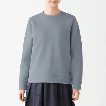 [MUJI無印良品]女棉混二重織長袖套衫M煙燻藍