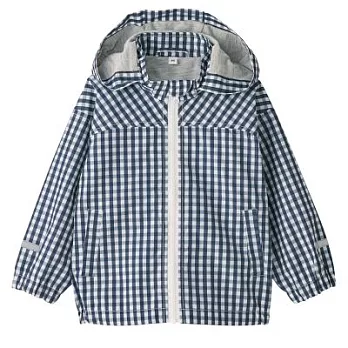 [MUJI無印良品]幼兒撥水加工聚酯纖維附帽外套80深藍格紋