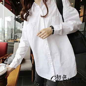 【初色】背後拉鍊設計休閒襯衫-白色-92830(M-2XL可選)2XL白色