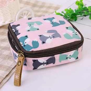 AmaZing 韓國布藝防水大容量拉鍊化妝包 (10款任選)小狐狸