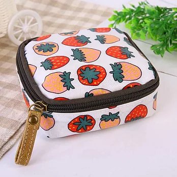 AmaZing 韓國布藝防水大容量拉鍊化妝包 (10款任選)草莓