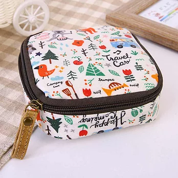 AmaZing 韓國布藝防水大容量拉鍊化妝包 (10款任選)森林