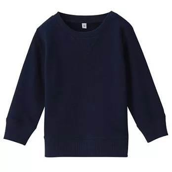 [MUJI無印良品]幼兒有機棉混柔軟裏毛圓領衫100深藍