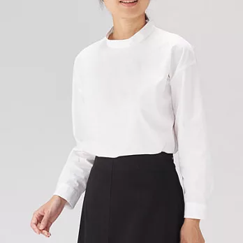 [MUJI無印良品]女有機棉平織布立領套衫白色MM