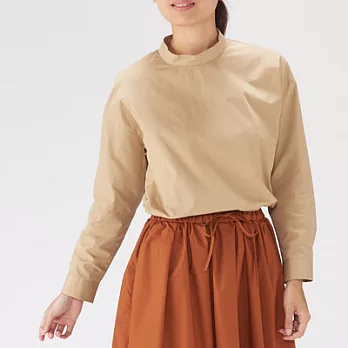 [MUJI無印良品]女有機棉平織布立領套衫淺米MM