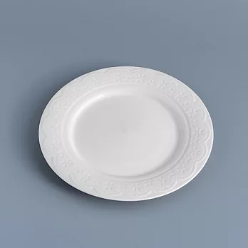 【WAGA】歐式陶瓷圓盤/靜白浮雕/緞花/21cm