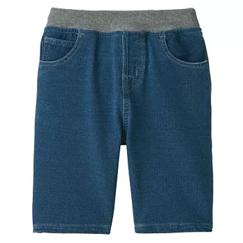 [MUJI無印良品]幼兒有機棉混輕鬆活動舒適拼接針織丹寧舒適五分褲80
