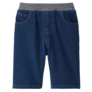 [MUJI無印良品]幼兒有機棉混輕鬆活動舒適拼接針織丹寧舒適五分褲90