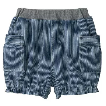[MUJI無印良品]幼兒有機棉混輕鬆活動舒適拼接針織丹寧舒適短褲90
