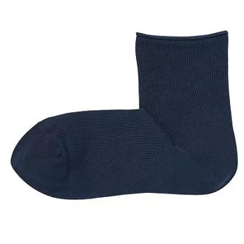 [MUJI無印良品]女棉混輕薄直角短襪暗藍23~25cm