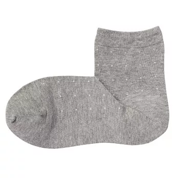 [MUJI無印良品]女棉混足口寬鬆舒適直角短襪灰紋樣23~25cm