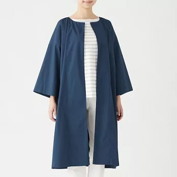 [MUJI無印良品]女棉混彈性高密織直線剪裁大衣ONE SIZE深藍