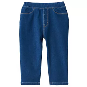 [MUJI無印良品]兒童棉混輕鬆活動舒適拼接丹寧緊身七分褲110藍色