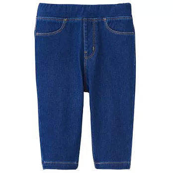 [MUJI無印良品]幼兒棉混輕鬆活動舒適拼接丹寧緊身七分褲90藍色