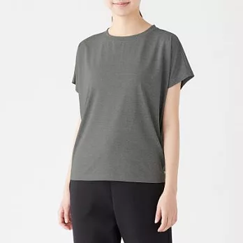 [MUJI無印良品]女吸汗速乾聚酯纖維法式袖T恤M~L灰色