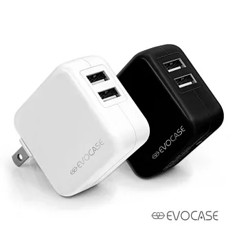 EVO CASE 蘋果安卓通用雙USB 2.4A快速充電頭 雙口便攜旅充 手機平板通用質感黑