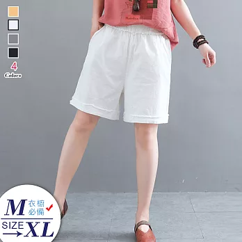 【A.Cheter】日本松本舒暢清涼一夏棉麻五分短褲#104659M白