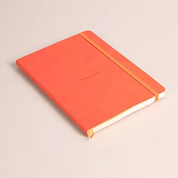 【Rhodia｜Softcover】A5_象牙色橫線_精裝軟皮束帶_甜橙色