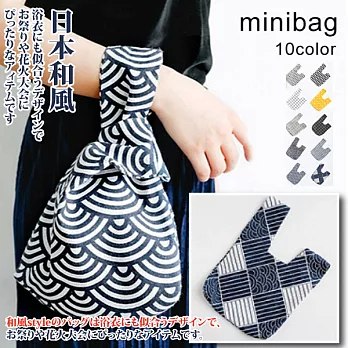 【Sayaka紗彌佳】日本文藝經典花樣和柄系列手腕包  -幾合海波款