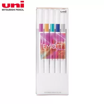 UNI EMOTT 耐水性色筆 5色組 No.12 VIRTUAL COLOR