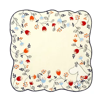 【日本丸真】Moomin刺繡小方巾 (夢幻花圈黑邊)