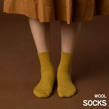 蒂巴蕾 SOCKS - 6.5% WOOL(素面提花) 檸檬黃