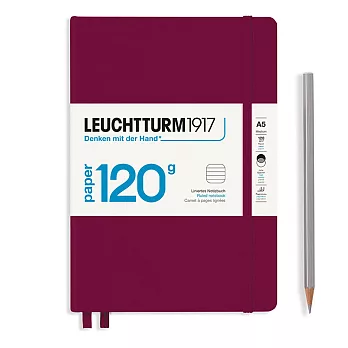 德國 LEUCHTTURM1917 120g 硬殼筆記本 A5  橫線 暗紅色