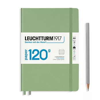 德國 LEUCHTTURM1917 120g 硬殼筆記本 A5  橫線 鼠尾草綠