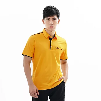 【遊遍天下】男款吸濕排汗抗UV吸濕排汗機能POLO衫(GS1033) XL 黃黑
