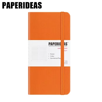 PAPERIDEAS 48K頁碼硬面绑帶筆記本  横線-橙色