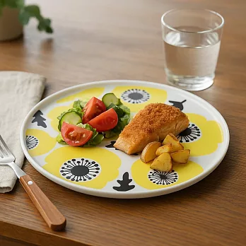 【日本小倉陶器】Tuuli優雅花卉 陶瓷餐盤22cm ‧ 黃