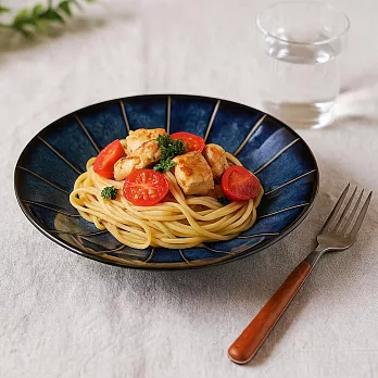 【日本Kakuni】窯變紺十草 陶瓷咖哩餐盤21cm