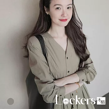 【Lockers 木櫃】春季法式初戀襯衫連衣裙 L112032711 L 灰色L