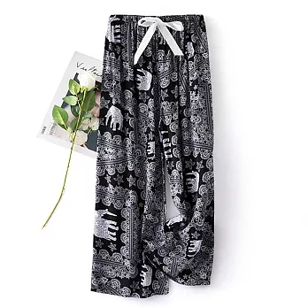 【AnZa】輕薄涼感棉綢九分休閒闊腿褲(多色) FREE 14.小象