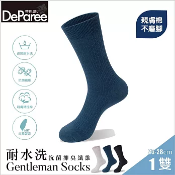 蒂巴蕾 SOCKS 耐水洗抗菌抑臭纖維男襪-羅紋 藍綠色