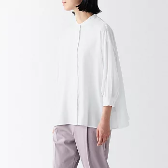 【MUJI 無印良品】女萊賽爾混七分袖襯衫 S 白色