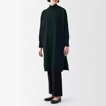 【MUJI 無印良品】女可水洗半高領針織洋裝 M 黑色