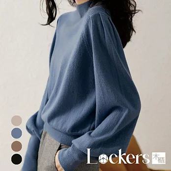 【Lockers 木櫃】秋冬多色時尚羊角袖針織毛衣 L112122502 F 藍色F