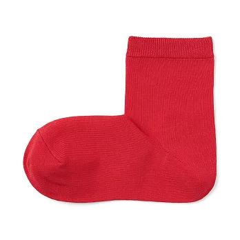 【MUJI 無印良品】女棉混足口柔軟舒適直角短襪23-25cm 紅色