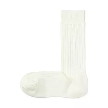 【MUJI 無印良品】女光澤感棉線編織螺紋直角襪23-25cm 柔白