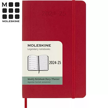 MOLESKINE 2024-2025經典週記手帳18M 軟皮-口袋型紅