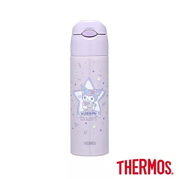 【THERMOS膳魔師】酷洛米不鏽鋼彈蓋吸管真空保溫瓶550ml(FHL-551KU-PL) 淺紫色