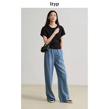 ltyp旅途原品 極簡休閒牛仔一片式空氣褲 寬鬆百搭闊腿拖地褲女夏 M L  M 霧霾藍