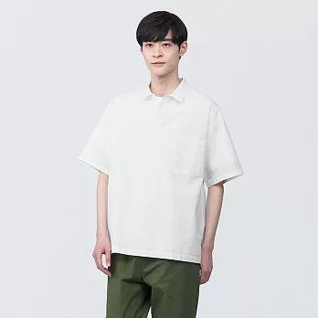 【MUJI 無印良品】男棉混涼感短袖布帛POLO衫 XL 白色