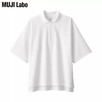 【MUJI 無印良品】MUJI Labo速乾鹿子織拉鍊POLO衫 XS 柔白