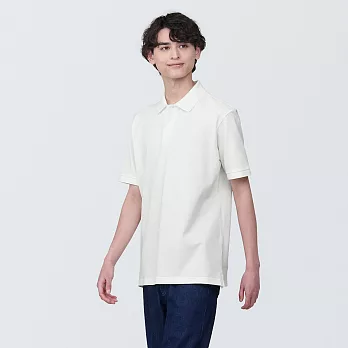 【MUJI 無印良品】男棉水洗鹿子織短袖POLO衫 L 白色