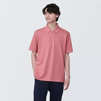 【MUJI 無印良品】男棉水洗鹿子織短袖POLO衫 S 紅色