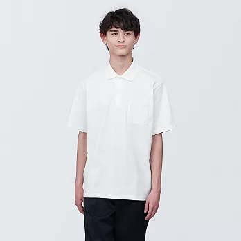 【MUJI 無印良品】男棉水洗天竺短袖POLO衫 L 白色