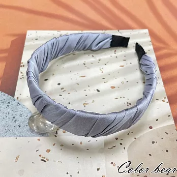 【卡樂熊】韓版緞面微寬造型髮箍(三色)- 灰藍色