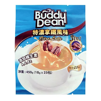 【Buddy Dean】巴迪三合一咖啡-特濃拿鐵風味(18gx25入/包)